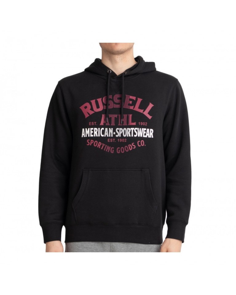 Russell Athletic Ανδρικό Φούτερ με Κουκούλα και Τσέπες Fleece Μαύρο (A1 041 2)