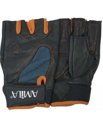 Γάντια Άρσης Βαρών AMILA Δέρμα Πορτοκαλί/Μαύρο M 83231