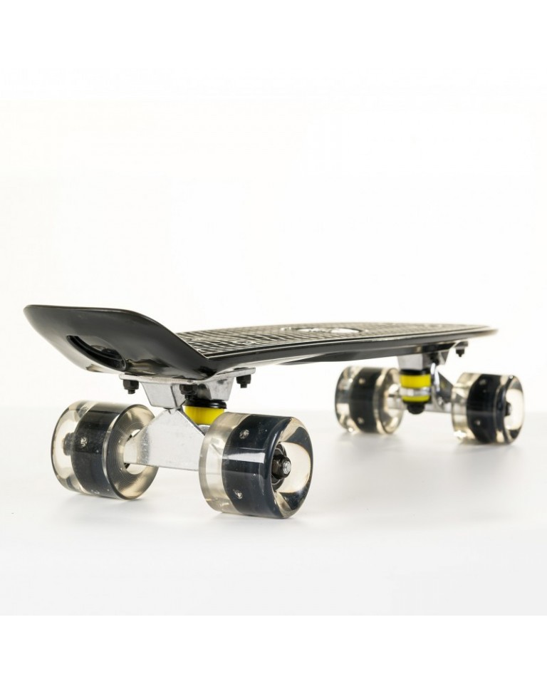 Mini cruiser skateboard 22.5 Μαύρο με LED ρόδες Fish