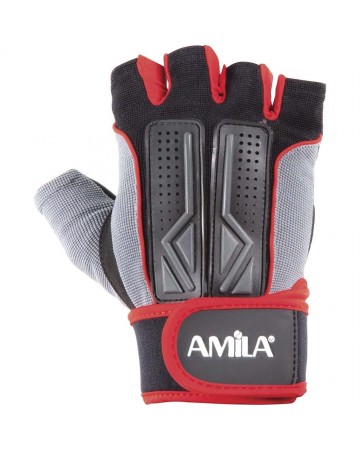 Γάντια Άρσης Βαρών AMILA Amara PU Μαύρο/Κόκκινο/Γκρι L 8330503