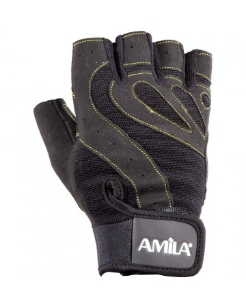 Γάντια Άρσης Βαρών Amila Leather Μαύρο/Κίτρινο XXL 8330205