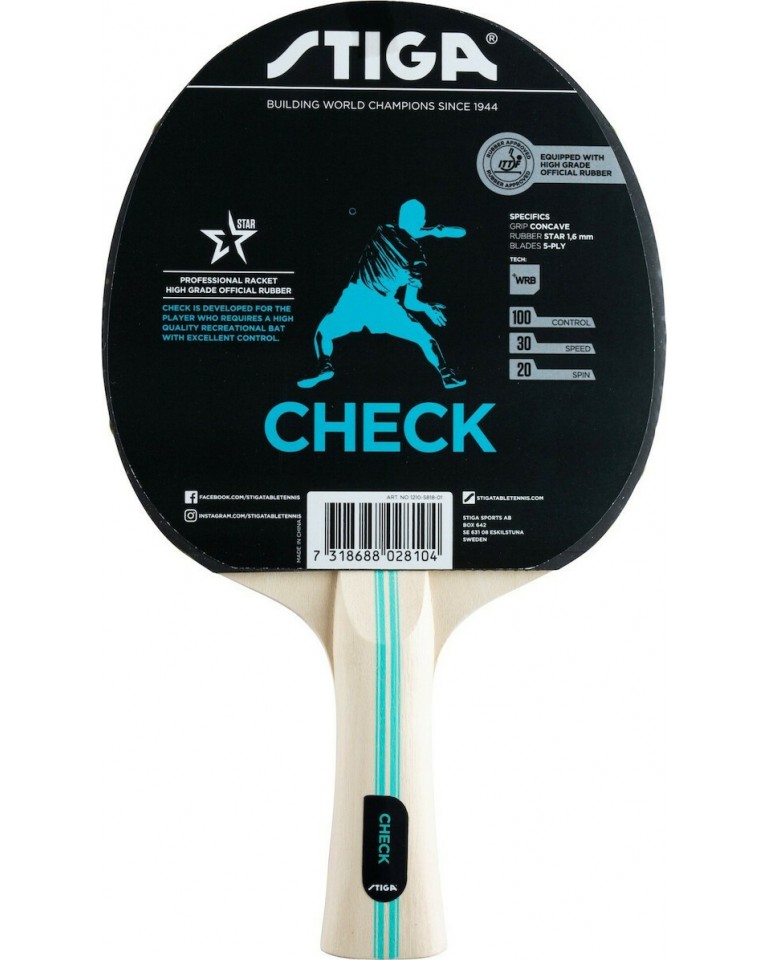 Stiga Bat Hobby Check 1210-6318-01 Ρακέτα Ping Pong