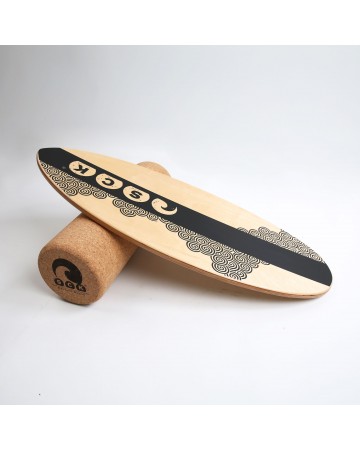 Σανίδα Ισορροπίας PRO με κύλινδρο από φελλό / ξύλινο με μαύρο σχέδιο Sck