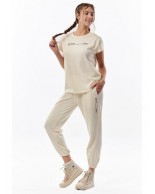 Γυναικείο Παντελόνι Φόρμας Body Action Women Sustainable High Way Pants 021329-05A Offwhite