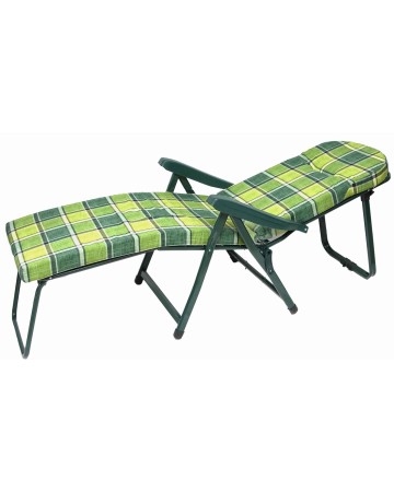 Πολυθρόνα Κρεβάτι Βεράντας Μεταλλική Πράσινο Καρώ 152-0118-6