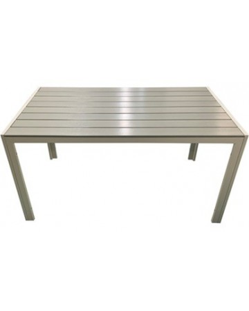 Τραπέζι Αλουμινίου με Συνθετικό Ξύλο Polywood Ανοιχτό Γκρί (140x80x72cm) 180-4888