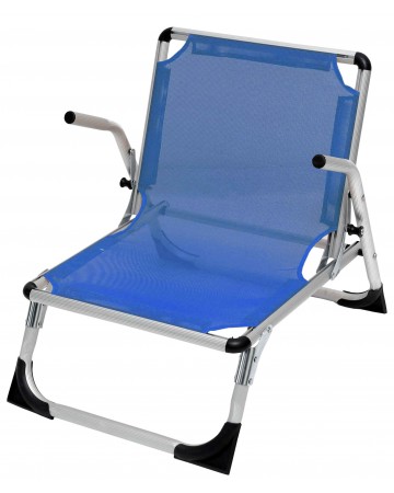 Καρέκλα Παραλίας Ραβδωτό Αλουμίνιο με Μπράτσα Μπλέ Text 2x1