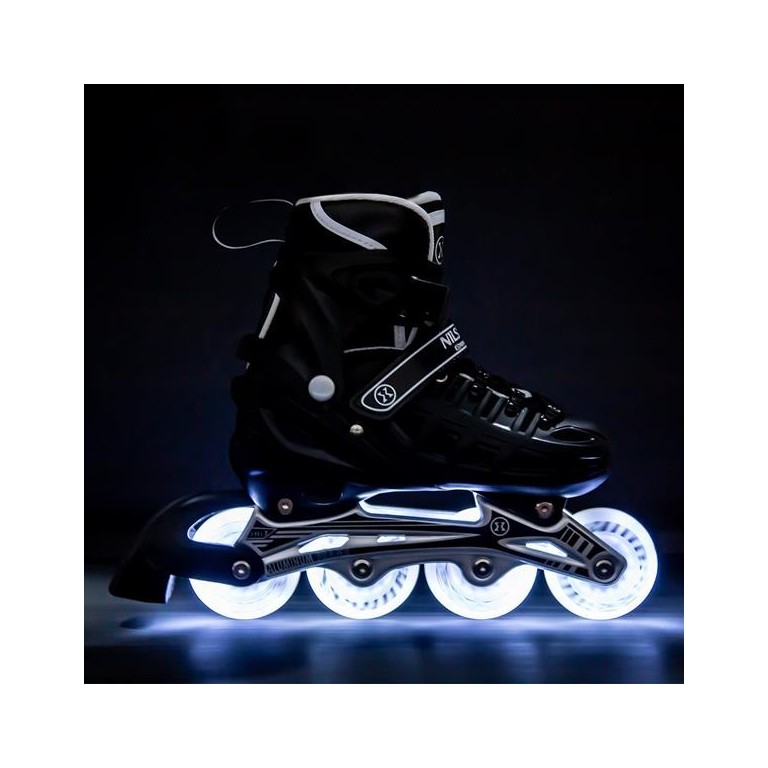 Αυξομειούμενα Roller NH 10905 ΣΕΤ 4 ΣΕ 1 INLINE SKATES NILS EXTREME Μαυρο LED-Large (39-42)