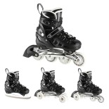 Αυξομειούμενα Roller NH 10905 ΣΕΤ 4 ΣΕ 1 INLINE SKATES NILS EXTREME Μαυρο LED-Medium (35-38)