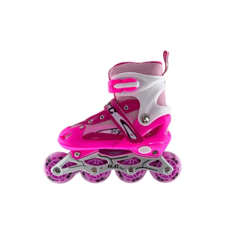 Αυξομειούμενα Πατίνια Roller G&C SK2 Σέτ 3 σε 1 Ρόζ Led (Size 31-34)